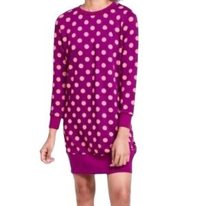 Victor Glemaud Target Purple Polka Dot Preppy Long Sleeve Knit Dress Size Small